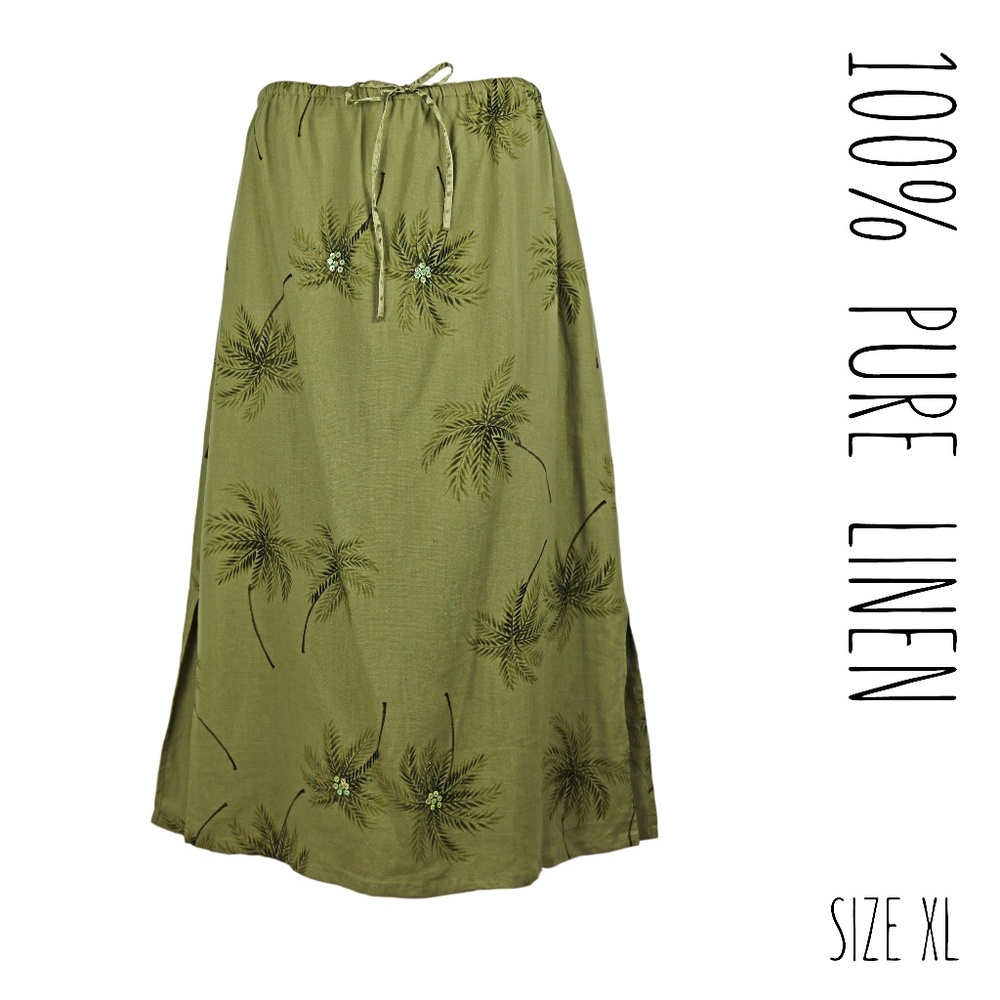Pure Linen drawstring Skirt EUC